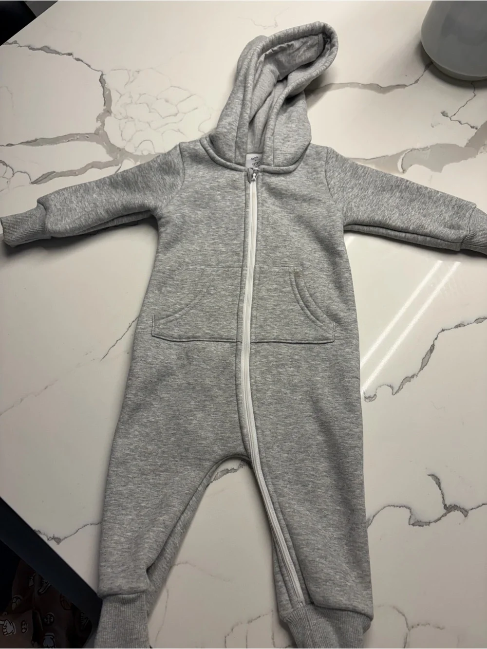 Olive and Scout Heather Gray Hooded One-Piece for Kids